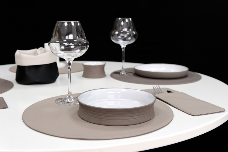 Set de table simili cuir - recto/verso - Rond - Chez elles - Photo n°4